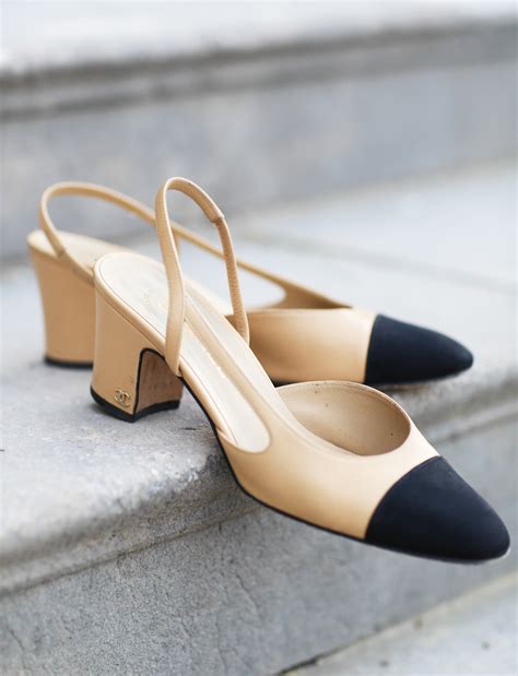 chanel white slingback pumps|chanel pumps beige and black.